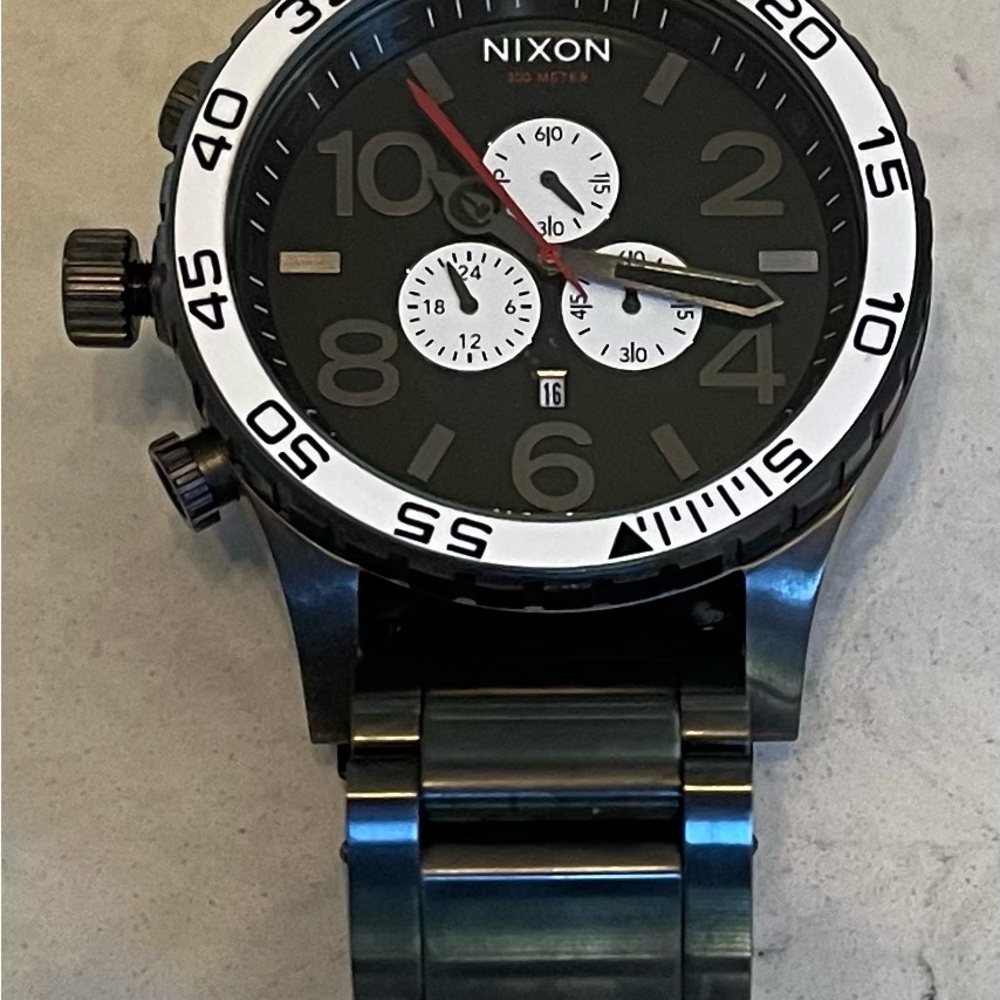 Nixon Black and White Chronograph Watch